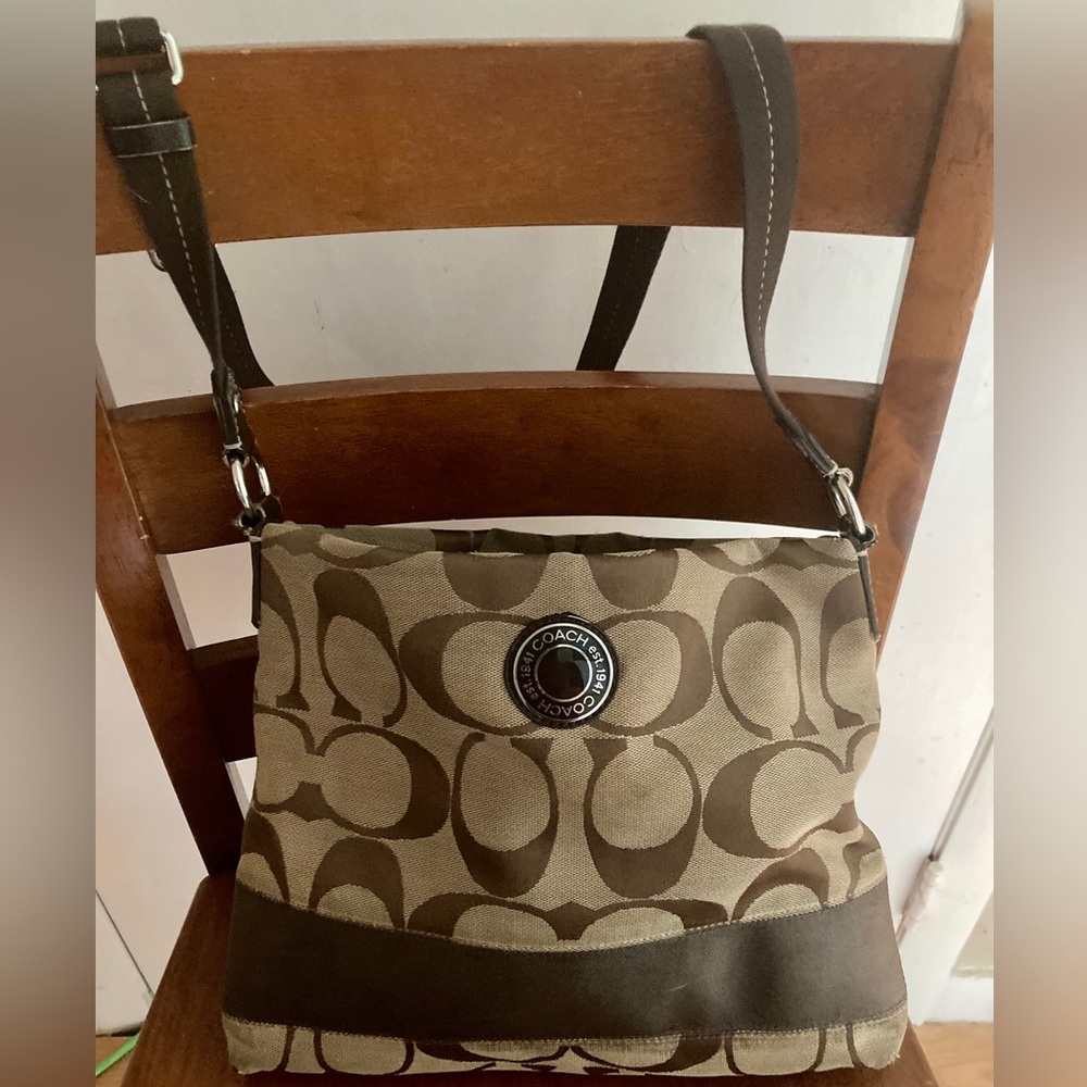 Coach Brown C canvas Large Crossbody